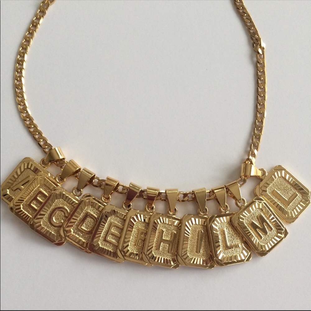 - New 18k gold plated letter necklace 24”